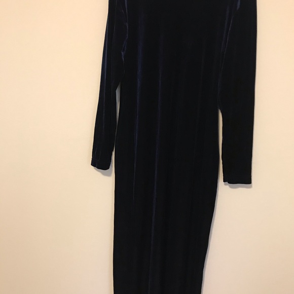 Dark Blue Velvet Dress Sz Large - Picture 3 of 3